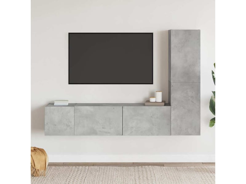  Ensemble de meubles tv 3 pcs gris béton bois d'ingénierie shl73591  - Conforama B
