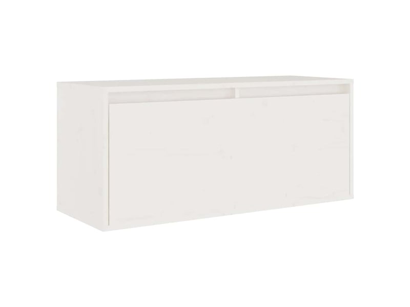  Lot de 4 meuble tv bas salon blanc bois massif de pin shl98948  - Conforama E