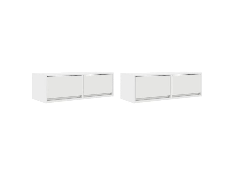  Meubles tv - banc tv - meuble de rangement 2 pcs blanc 80x31x25,5 cm bois d'ingénierie  - Conforama A