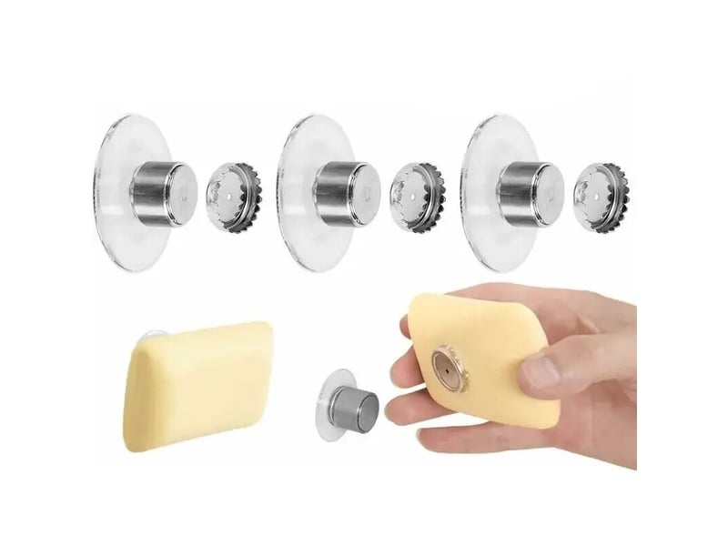  Lot de 3 porte-savon aimanté ventouse sans perçage, salle de bain evier baignoire cuisine  - Conforama A