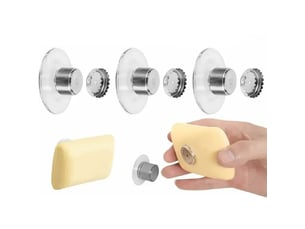 Lot de 3 porte-savon aimanté ventouse sans perçage, salle de bain evier baignoire cuisine