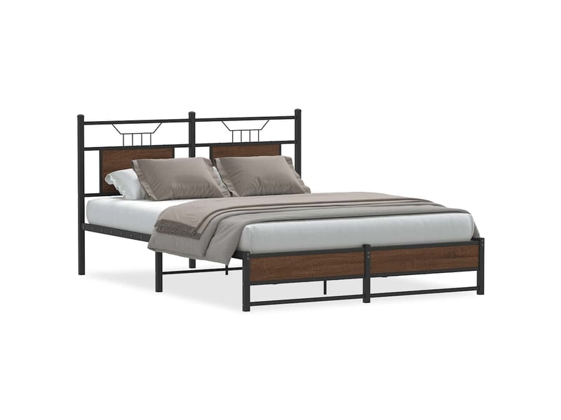  Lit double- lit adulte -  cadre de lit sans matelas chêne marron 150x200 cm  - Conforama A