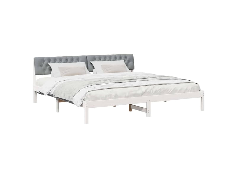 Lit double- lit adulte - cadre de lit avec tête de lit blanc et gris clair 200 x 200 cm - Conforama B