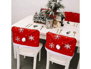 Lot de 6 housse de chaise - lot de 6 pièces pour chaises de noël avec chapeaux, housses de chaises, décorations de noël, housses de chaises de noël, multicolore