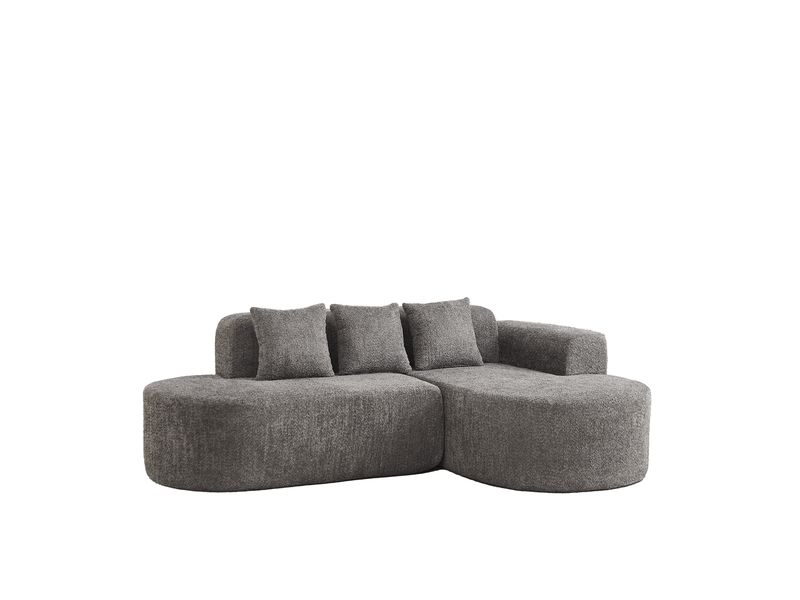 Canapé d'angle modenvie 3 places avec méridienne droite 222 x 157 x 73 cm en chenille gris anthracite  - Conforama A