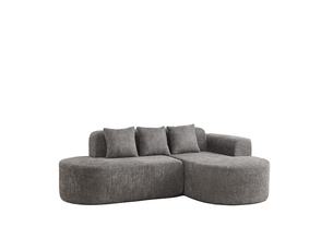 Canapé d'angle modenvie 3 places avec méridienne droite 222 x 157 x 73 cm en chenille gris anthracite
