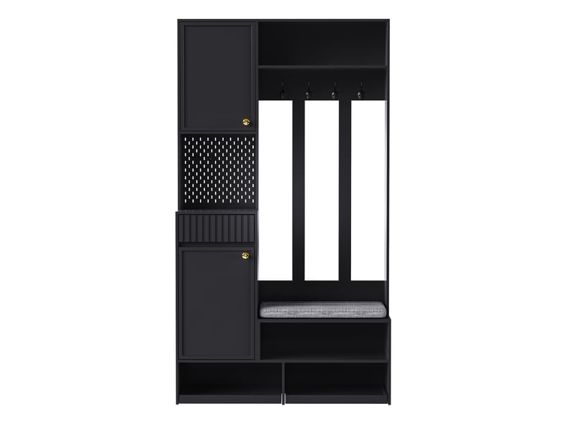 Portemanteau avec banc et rangement noir 100 x 180 cm en mdf - Conforama A