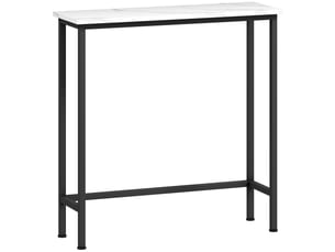 Console meuble 75 cm, table console plateaux en effet marbre, style moderne blanc et noir, cadre en métal