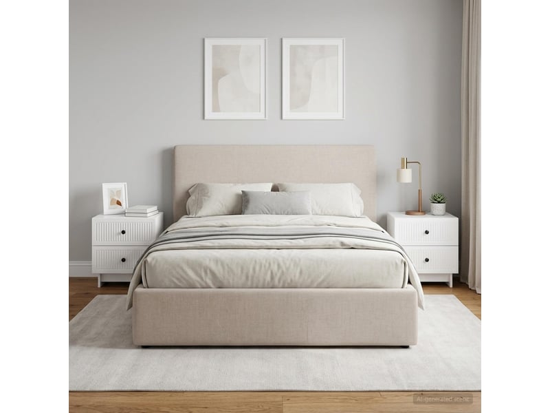  Table de chevet - cabinet de chevet - table de nuit 2 pc blanc brillant 43 x 34,5 x 47,5 cm  - Conforama C