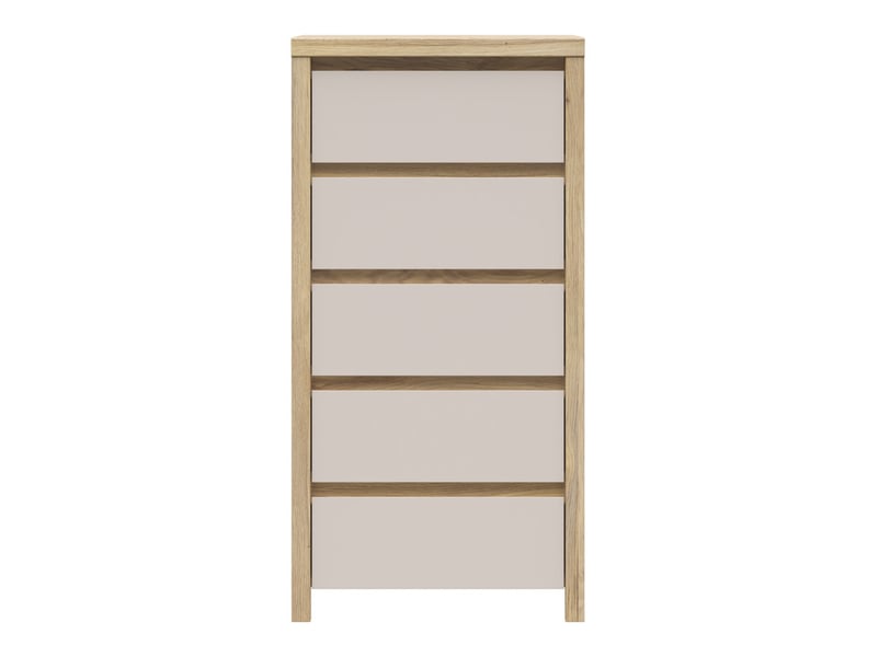  Chiffonnier 5 tiroirs meuble de rangement coloris chêne mauvellacachemire - longueur 56 x profondeur 40,5 x hauteur 112,5 cm  - Conforama D
