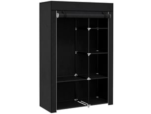Armoire portable en tissu non tissé, acier et polypropylène, penderie gain de place avec 6 étagères ouvertes, 1 penderie et porte à charnières