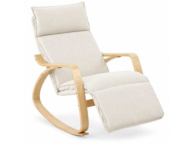  Fauteuil à bascule modenvie avec repose-pieds réglable 5 positions 106 x 67 x 92 cm crème blanc  - Conforama A