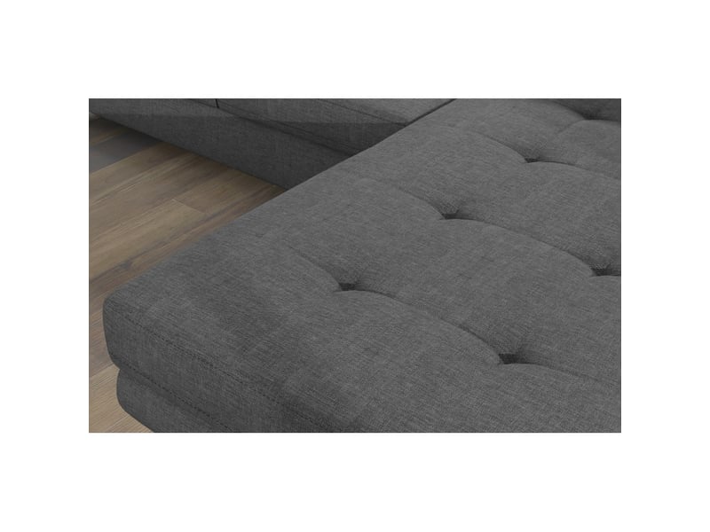 Canapé d'angle convertible amanda gris foncé chenille fine avec coffre - Conforama D