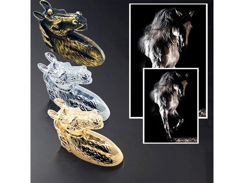 Paire de poignées en bronze pur en forme de tête de cheval, poignées d'art rétro vintage pour portes et commodes  - Conforama B