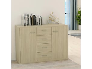 Buffet cuisine, meuble de rangement, commode chêne sonoma 88x30x65 cm bois d'ingénierie