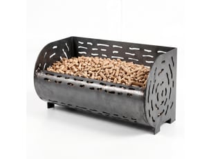 Casabel panier brûleur pellets & granulés 30cm, cap. 5kg, acier brut très épais, cheminée, insert, poêle à bois