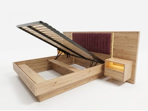 Lit coffre 160x200 cm <strong>BOBOCHIC</strong> <strong>RIAD</strong> coloris rouge