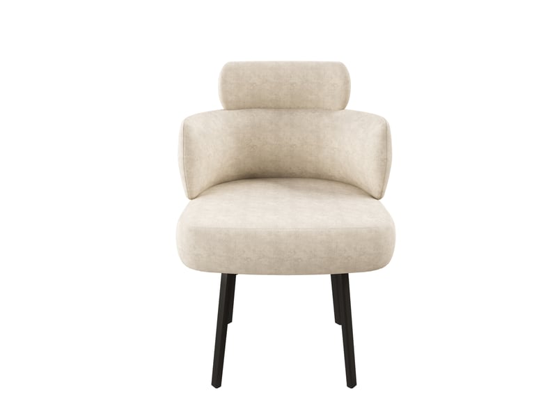  Chaise de salle à manger pivotante à 360° avec accoudoirs, revêtement chenille, blanc crème  - Conforama A