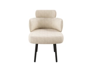Chaise de salle à manger pivotante à 360° avec accoudoirs, revêtement chenille, blanc crème