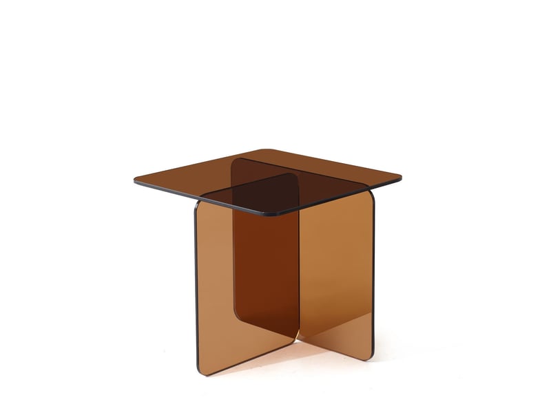  Table basse verre trempé brun cintré table transparente table d’appoint de canapé  - Conforama E