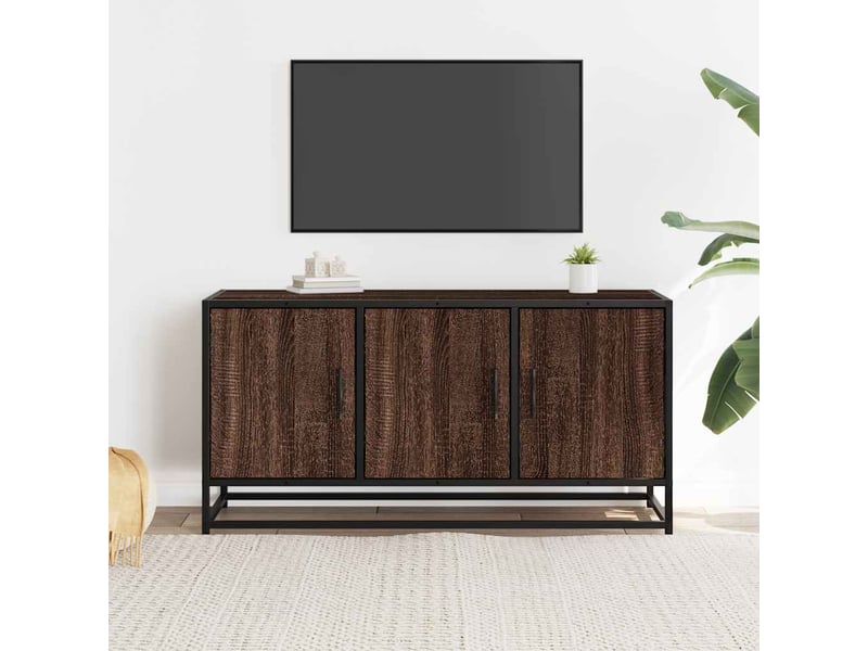  Meuble tv - banc tv - meuble de rangement chêne marron 100x35x50 cm bois d'ingénierie et métal  - Conforama C