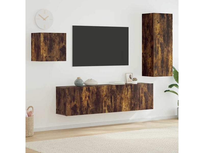  Unités murales tv 4 pcs chêne fumé bois d'ingénierie  - Conforama B