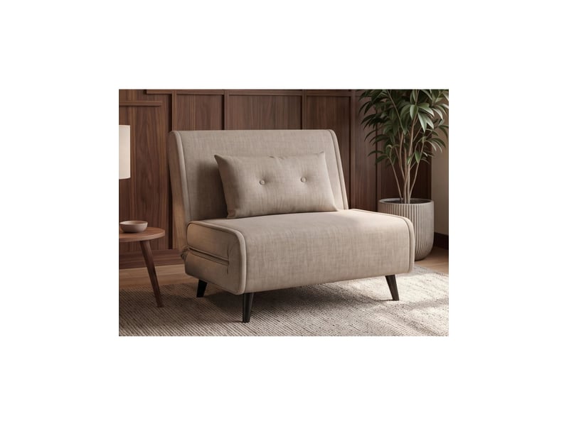  Fauteuil convertible presto 1 place - velours beige - couchage 100x190cm  - Conforama B
