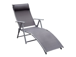 Bain de soleil pliant 180x63,5 cm – gris – dossier réglable 7 positions, coussin et structure métal