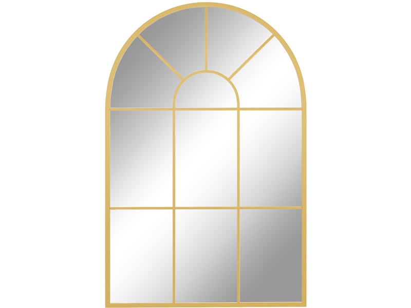  Miroir mural fenêtre décoratif 60x91 cm – doré – cadre en métal arqué avec crochets préinstallés  - Conforama A