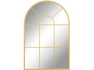 Miroir mural fenêtre décoratif 60x91 cm – doré – cadre en métal arqué avec crochets préinstallés