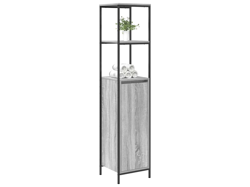  Meuble de salle de bain avec étagères sonoma gris 36x35x165 cm  - Conforama D