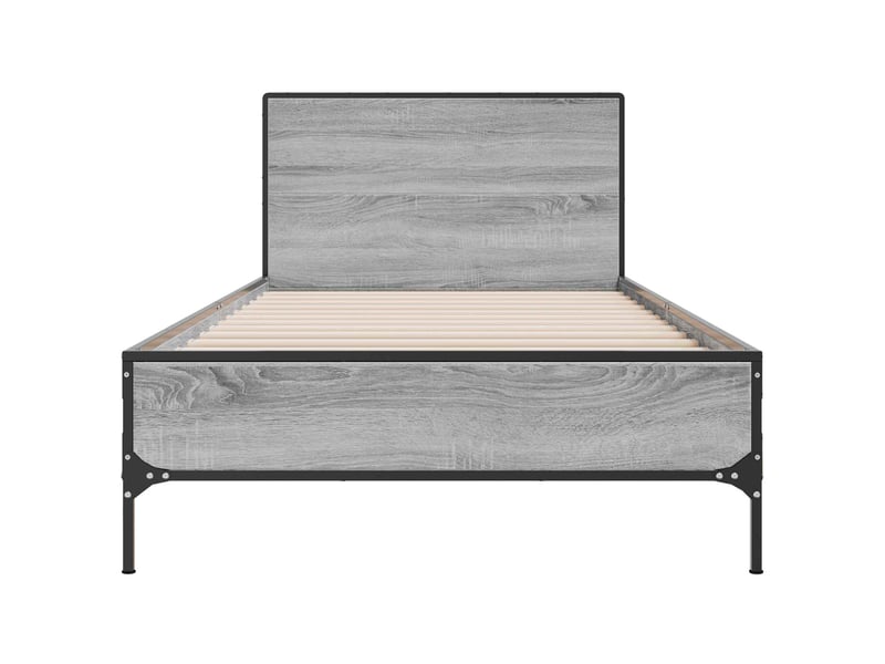  Lit simple- lit adulte -  cadre de lit avec tête de lit sonoma gris 80 x 200 cm  - Conforama C