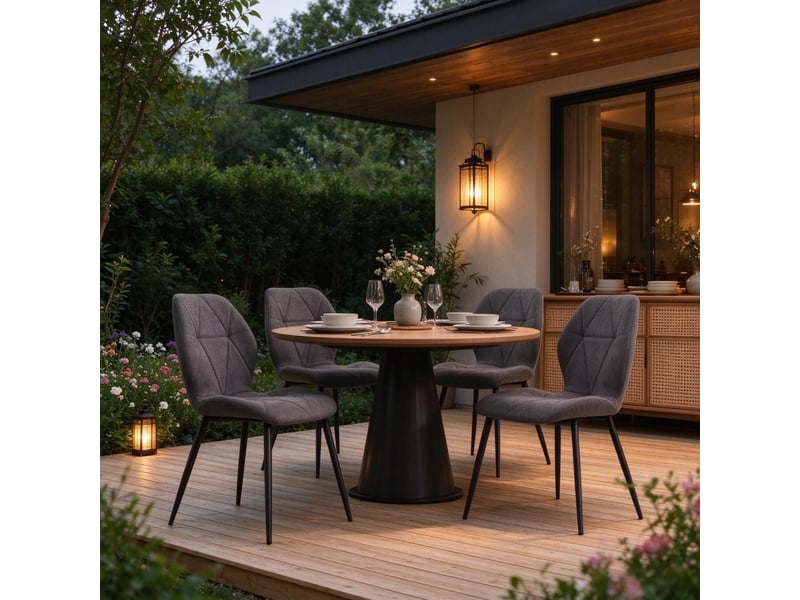  Chaise de salle à manger - chaises visiteurs, ensemble de 4 chaises modernes avec rembourrage moelleux, gris foncé  - Conforama B