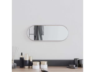 Miroir ovale à fixer coloris argenté <strong></strong>  <strong></strong> - 40 cm x 15 cm