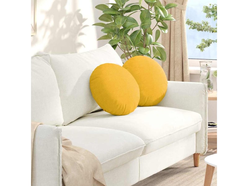  Lot de 2 coussins de siège, coussins décoratifs tissu en velours côtelé jaune clair cf59806  - Conforama B