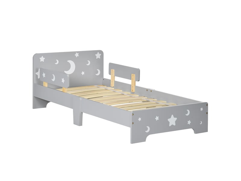  Lit pour enfants de 3 à 6 ans design étoiles et lune sommier à lattes inclus chambre moderne gris 143 x 76 x 49 cm  - Conforama B