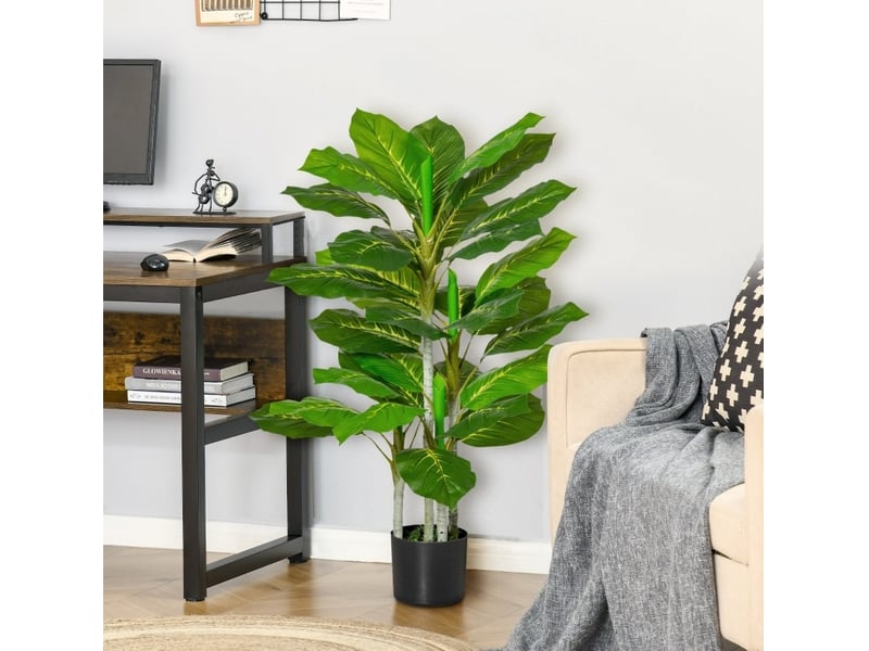  Arbre artificiel 95 cm avec 33 feuilles et pot vert  - Conforama B