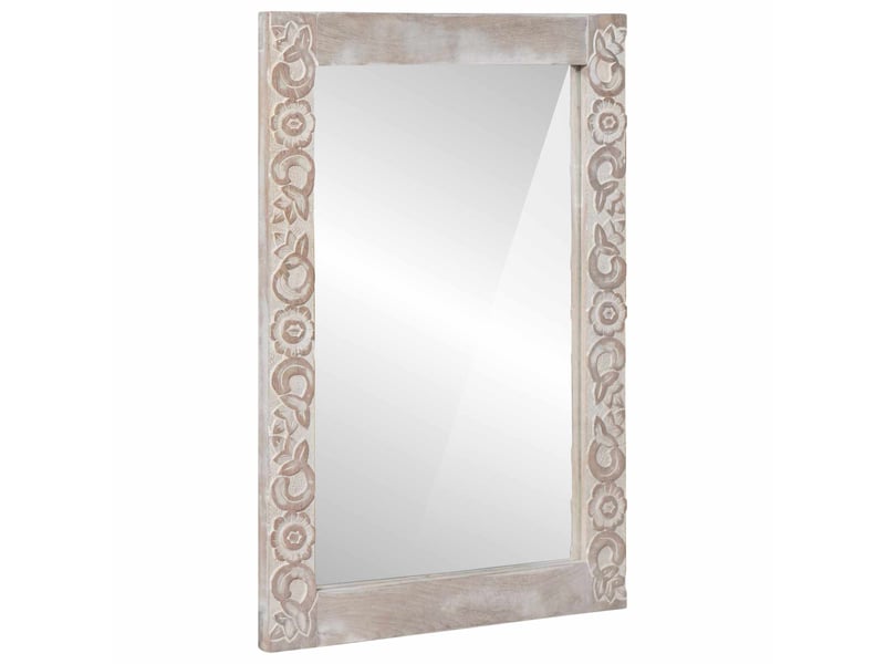 Miroir mural blanc 70 x 50 cm bois de mangue massif cf62830 - Conforama B
