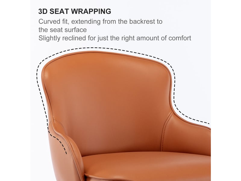 Tabouret de bar réglable pivotant,avec dossier,cuir nappa,marron  - Conforama D