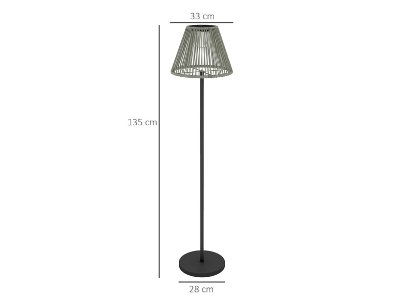  Lampadaire solaire extérieur,meulva,33x33x135 cm,25 led ip44,acier et résine tressée,gris  - Conforama C