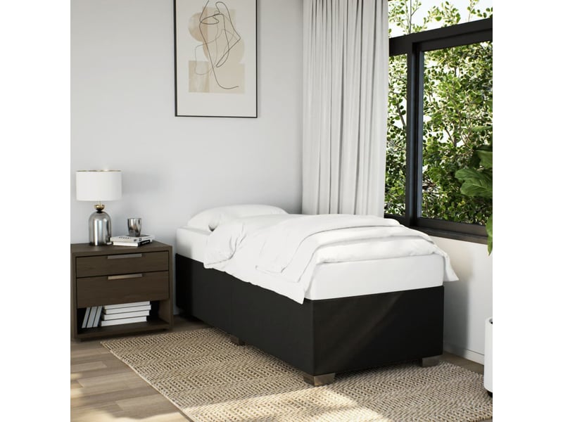  Lit simple, sommier à lattes de lit et matelas noir 80x200 cm tissu shl89728  - Conforama C