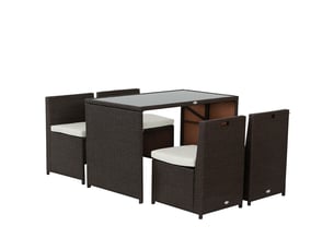 Outsunny ensemble salon de jardin encastrable 4 chaises monoblocs avec coussins déhoussables et table résine tressée