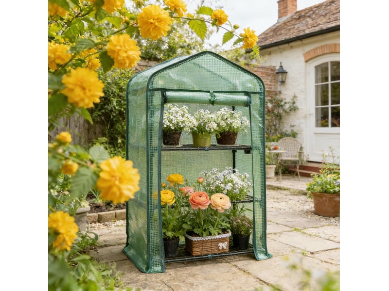  Serre 69x49x125 cm porte enroulable métal vert  - Conforama C