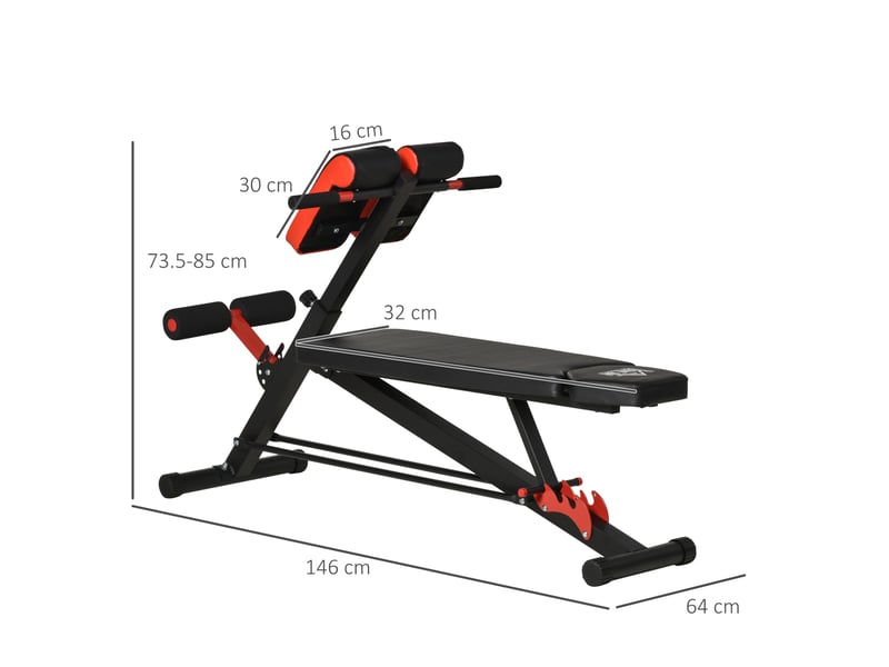 Banc de musculation réglable 146 x 64 x 73,5-85 cm noir en acier, trois positions d'inclinaison  - Conforama C