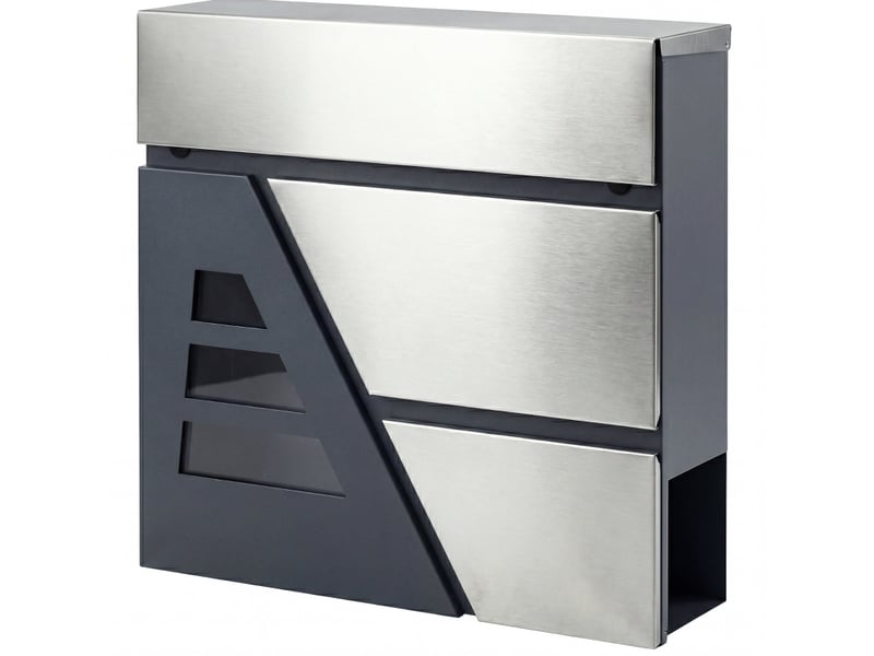 Boîte aux lettres murale 37x10x37 cm – gris foncé – porte-journaux, serrure, 2 clés, résistante aux intempéries - Conforama A