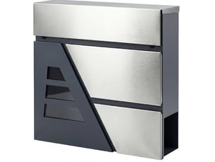 Boîte aux lettres murale 37x10x37 cm – gris foncé – porte-journaux, serrure, 2 clés, résistante aux intempéries