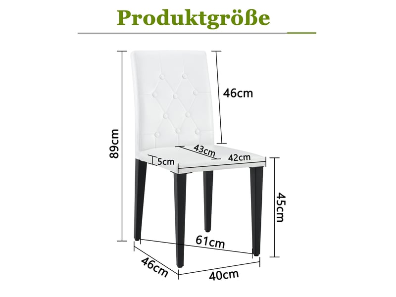 Lot de 4 chaises de salle à manger blanches et noires en polyuréthane - Conforama C