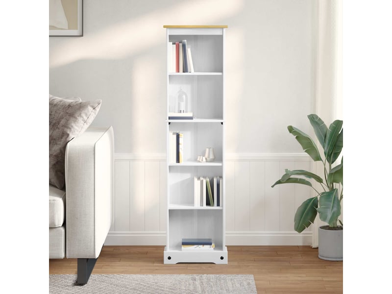  Bibliothèque, armoire à livres 46 x 20 x 170 cm pin massif blanc  - Conforama B