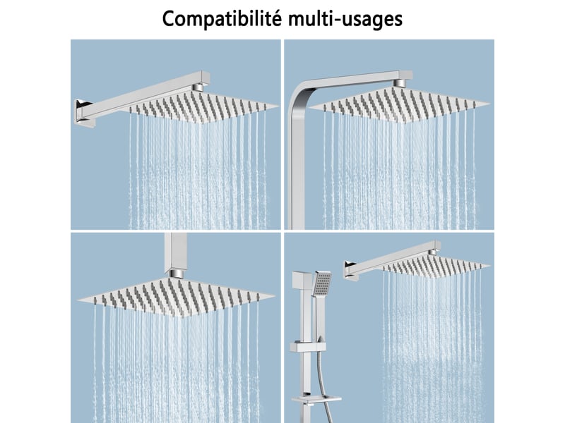 Douche de tête carrée aica, 8 pouces, universel filetage 12 - Conforama E