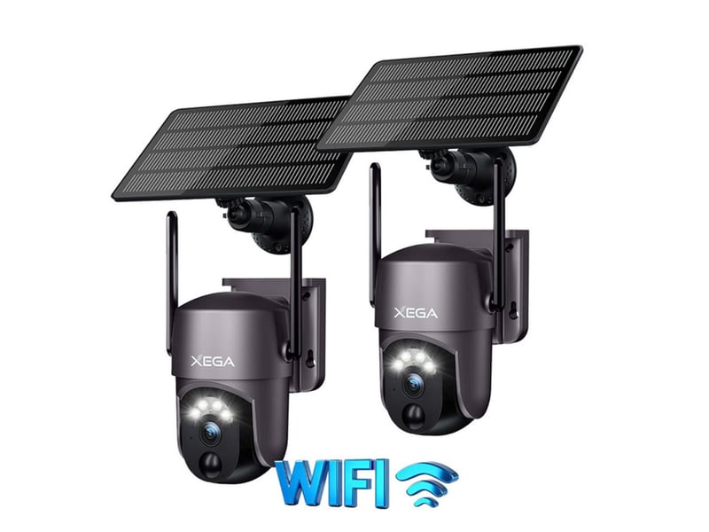 Camera de securite solaire 2k ptz wi-fi 2 pack vision nocturne couleur ip66 - Conforama A